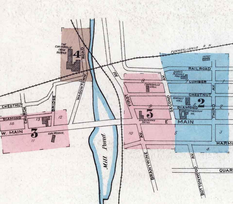 1886 Sanborn Map of Coatesville Chester County Pennsylvania