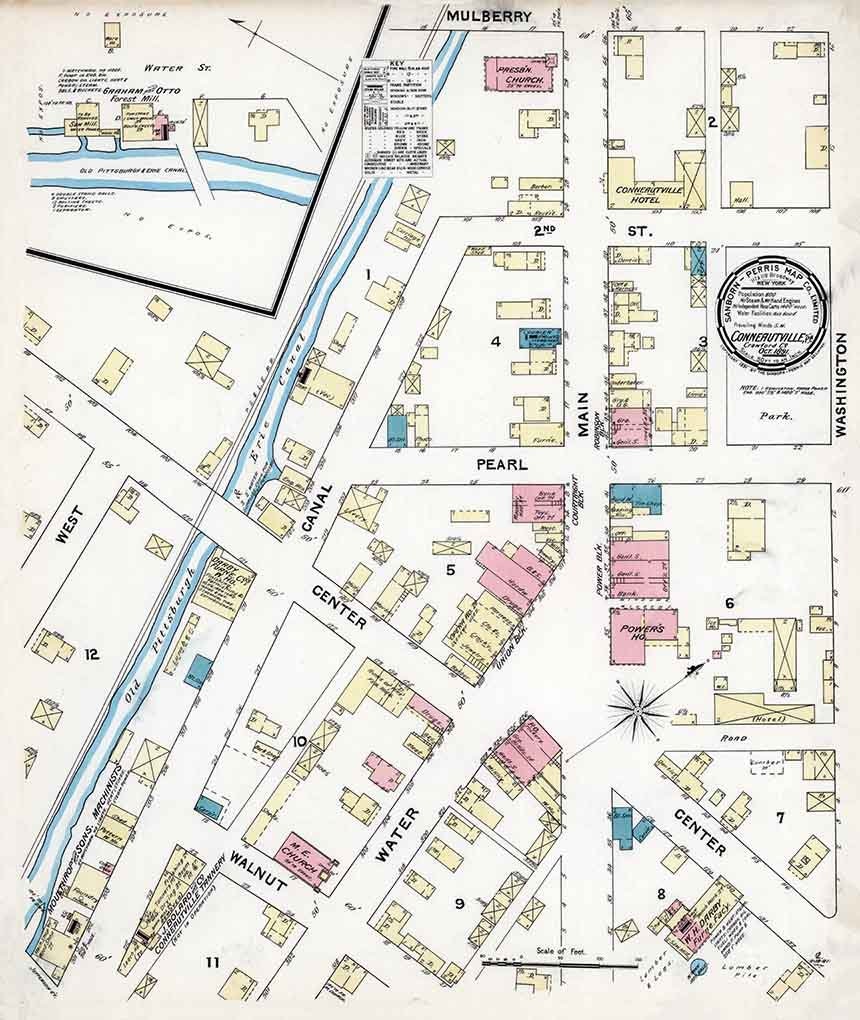 1891 Sanborn Map of Conneautville Crawford County Pennsylvania