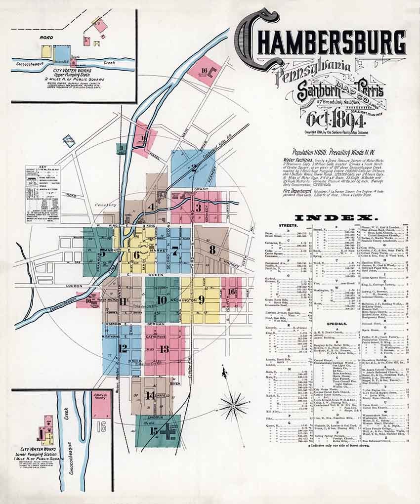 1894 Sanborn Map of Chambersburg Franklin County Pennsylvania