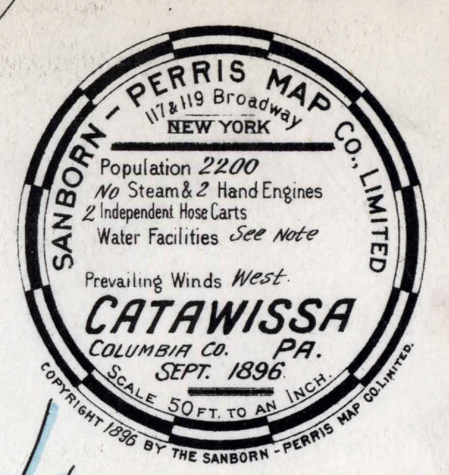 1896 Sanborn Map of Catawissa Columbia County Pennsylvania