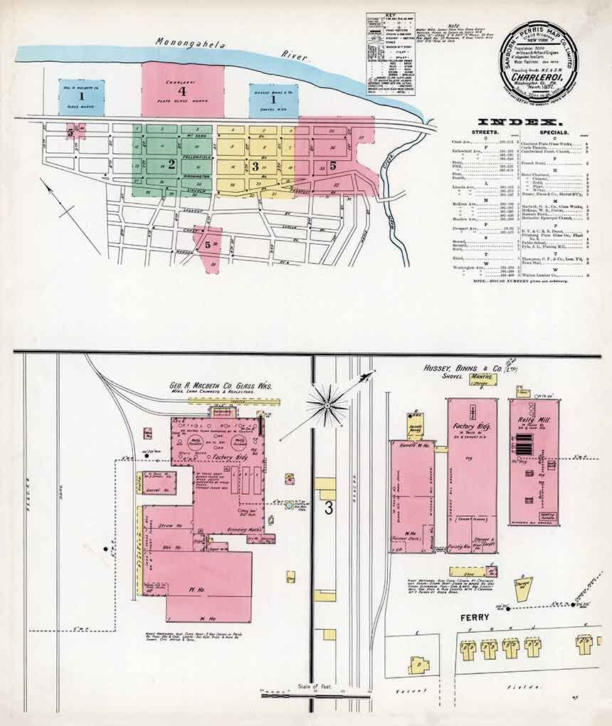 1897 Sanborn Map of Charleroi Washington County Pennsylvania