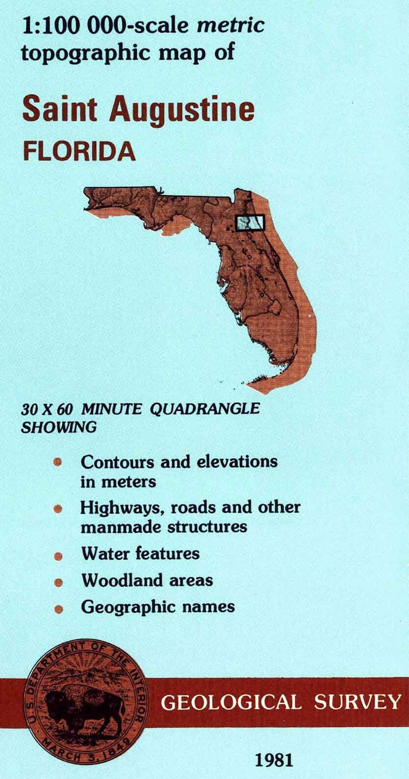 1981 Topo Map of Saint Augustine Florida