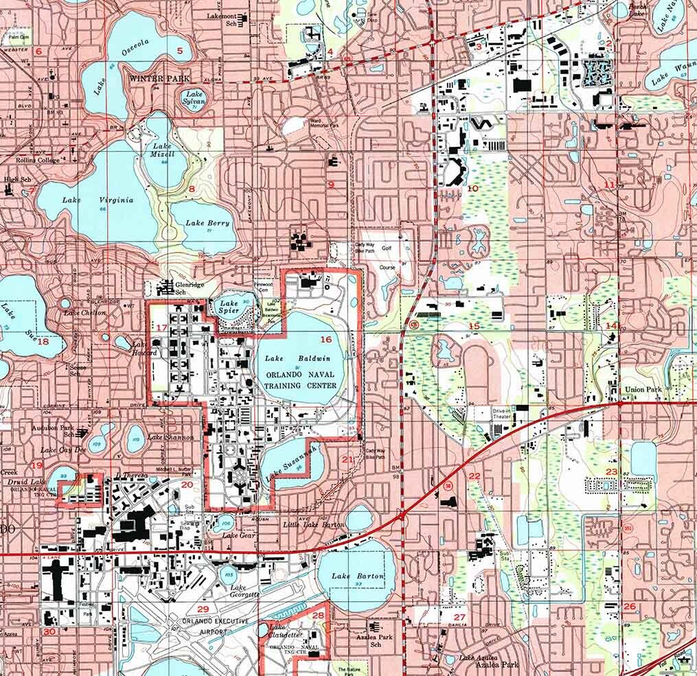 1994 Topo Map of Orlando East Florida