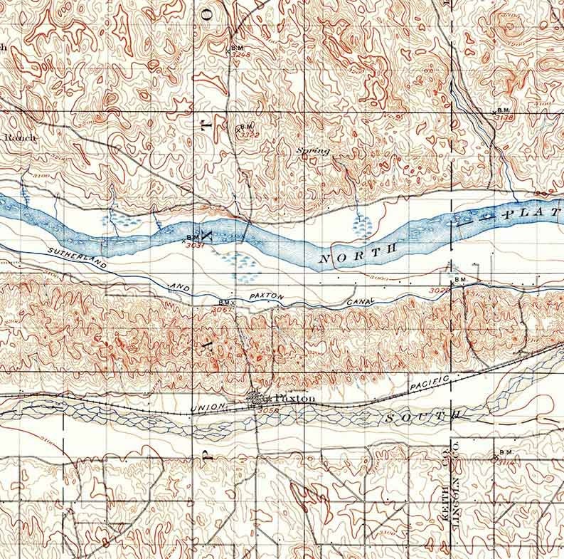 1898 Topo Map of Paxton Nebraska