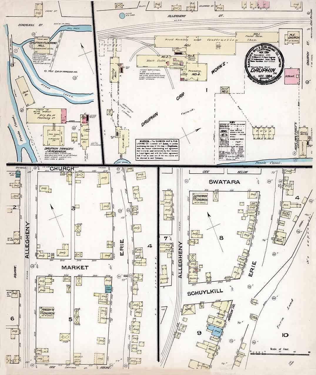 1884 Town Map of Dauphin County Pennsylvania