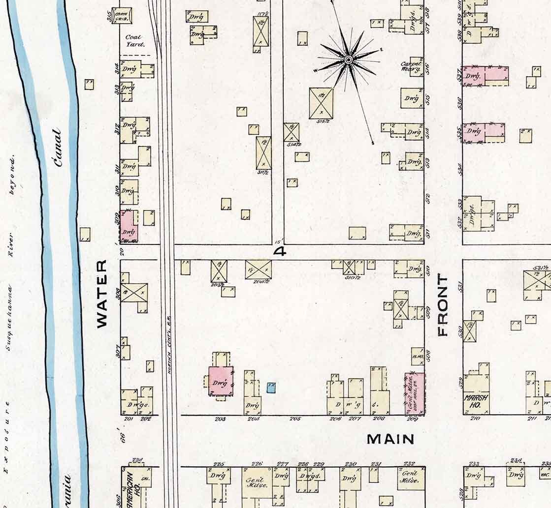 1884 Town Map of Halifax Dauphin County Pennsylvania