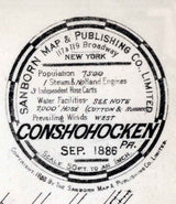 1886 Town Map of Conshohocken Montgomery County Pennsylvania