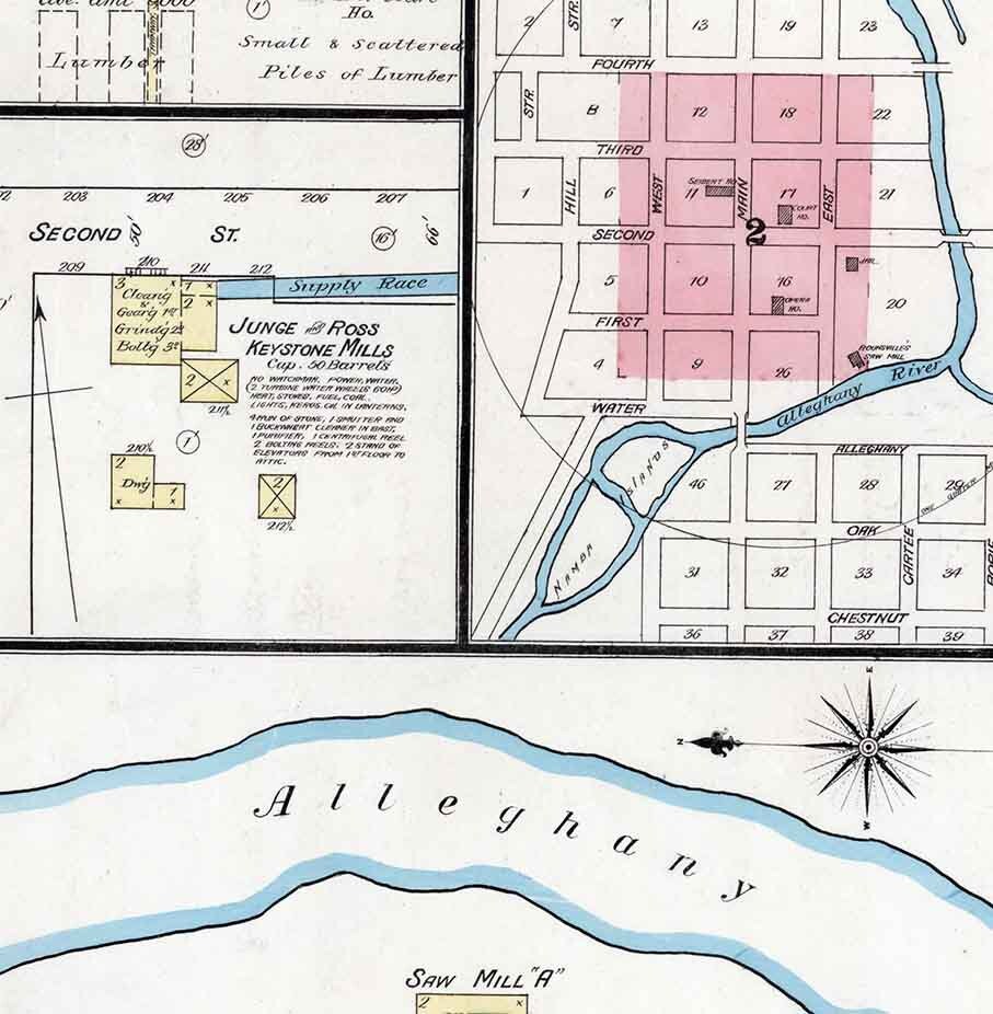 1886 Town Map of Coudersport Potter County Pennsylvania