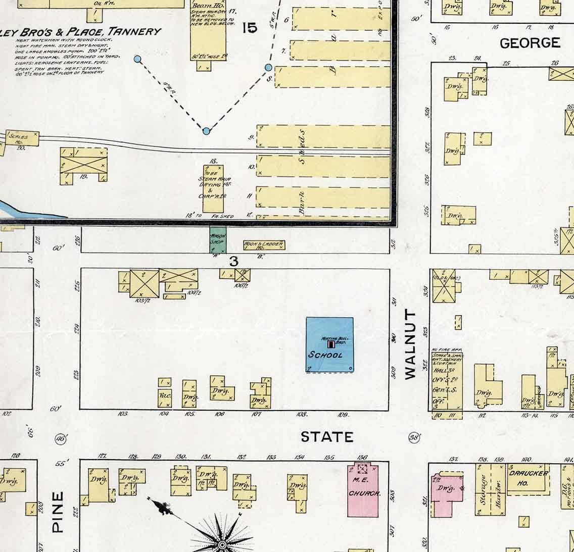 1887 Town Map of Curwensville Clearfield County Pennsylvania