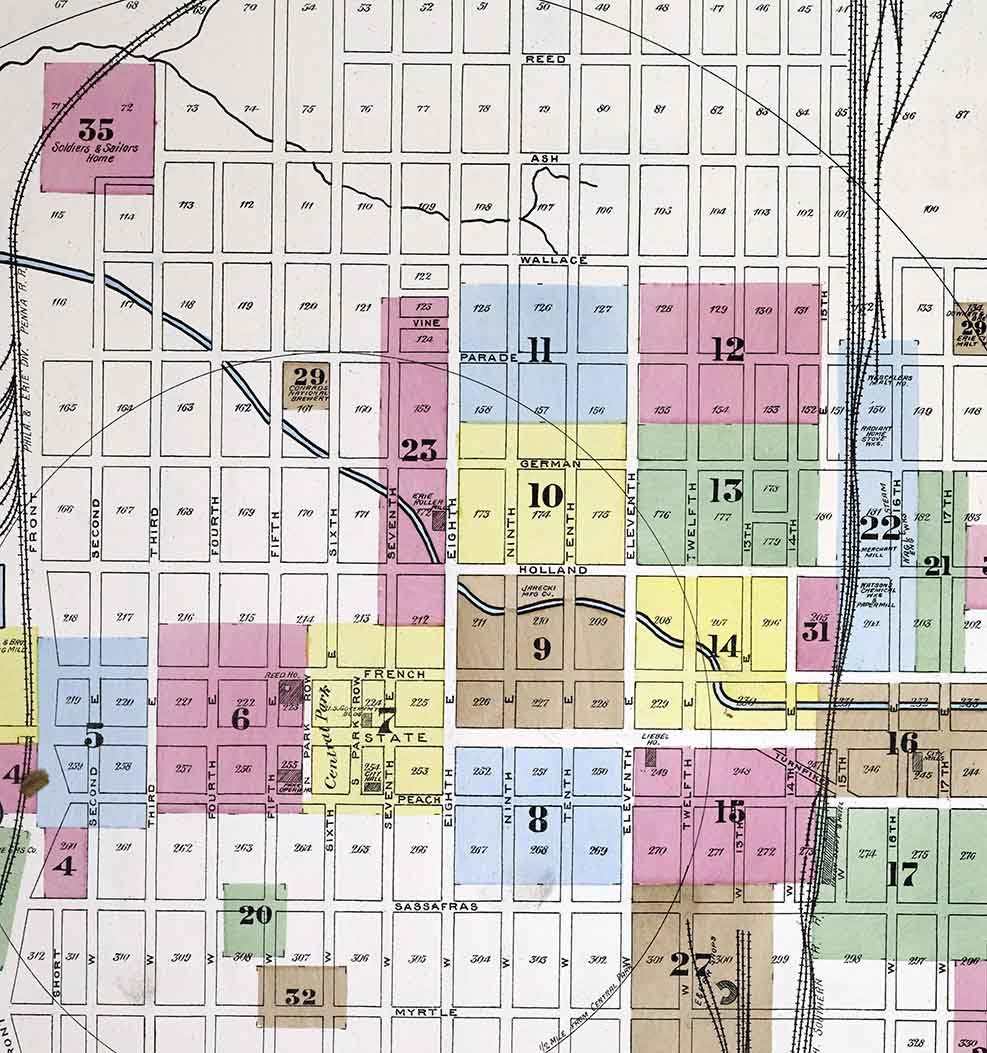 1888 Town Map of Erie County Pennsylvania