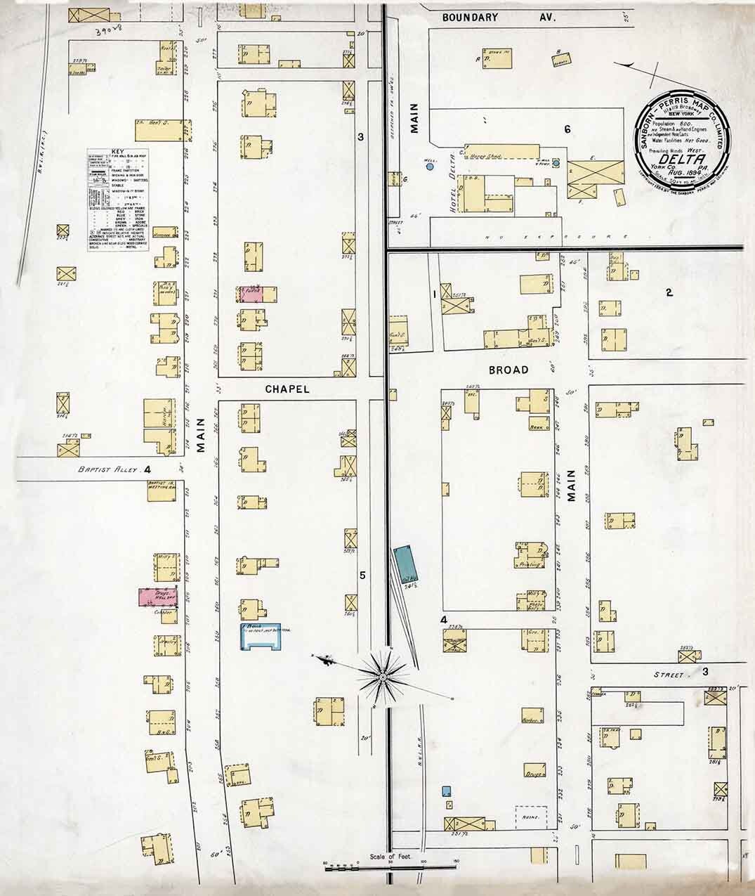 1894 Town Map of Delta York County Pennsylvania