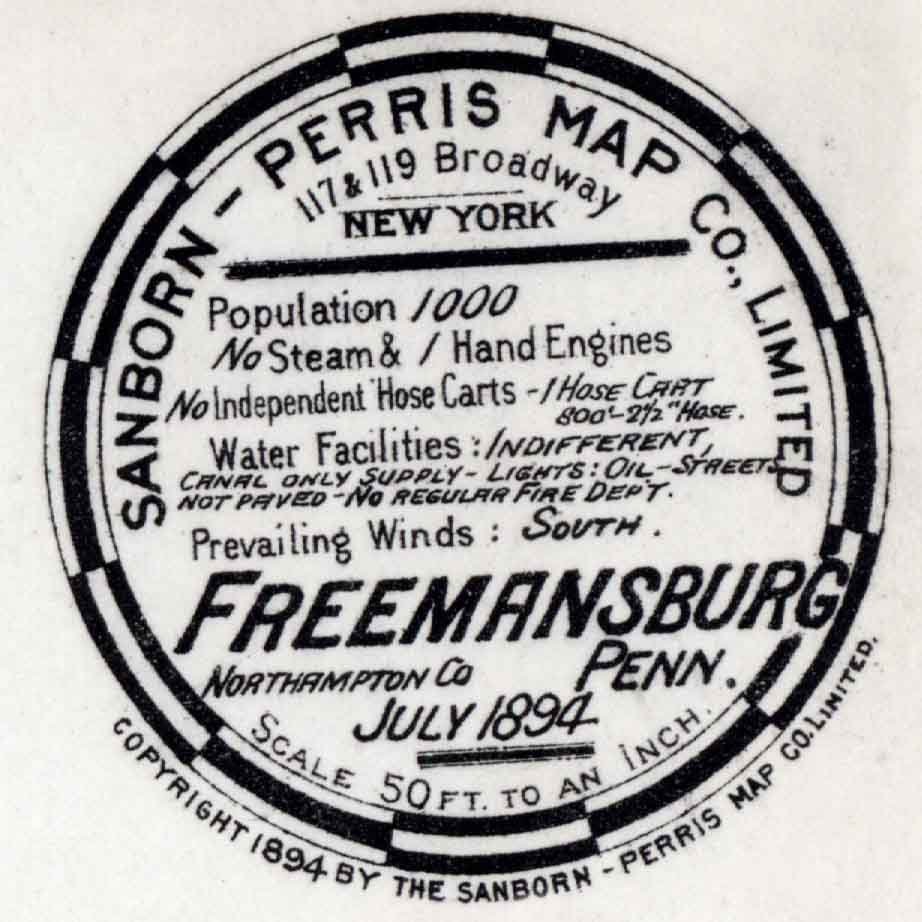 1894 Town Map of Freemansburg Northampton County Pennsylvania