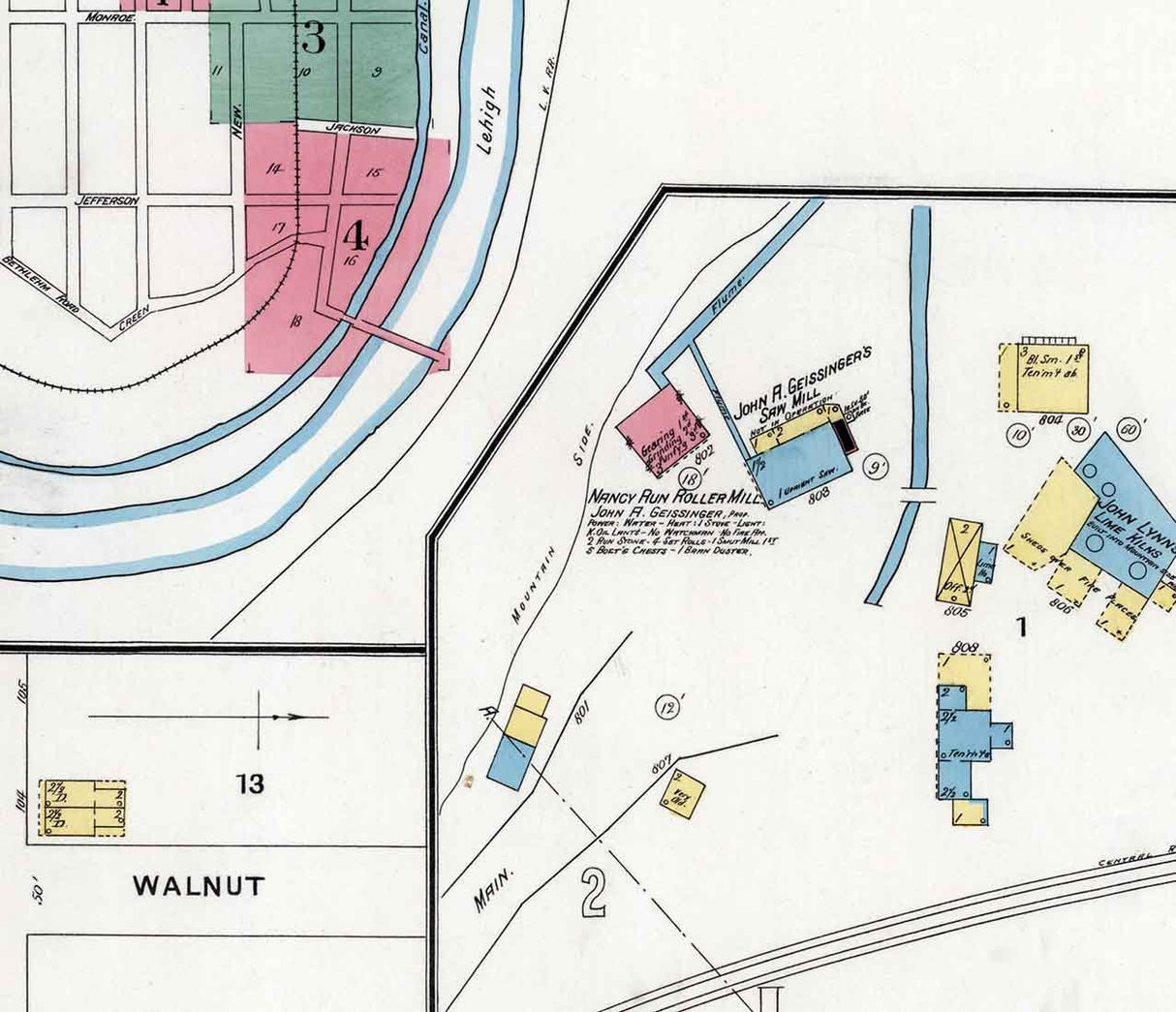 1894 Town Map of Freemansburg Northampton County Pennsylvania