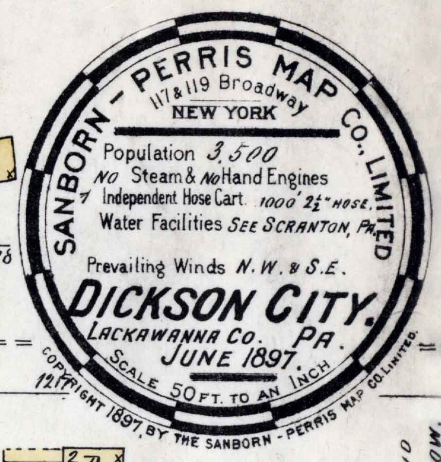 1897 Town Map of Dickson City Lackawanna County Pennsylvania