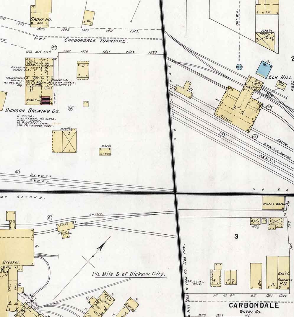 1897 Town Map of Dickson City Lackawanna County Pennsylvania