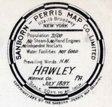 1897 Town Map of Hawley Wayne County Pennsylvania