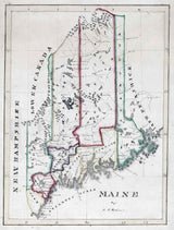 1820s Map of Maine Oxford Washington Canada