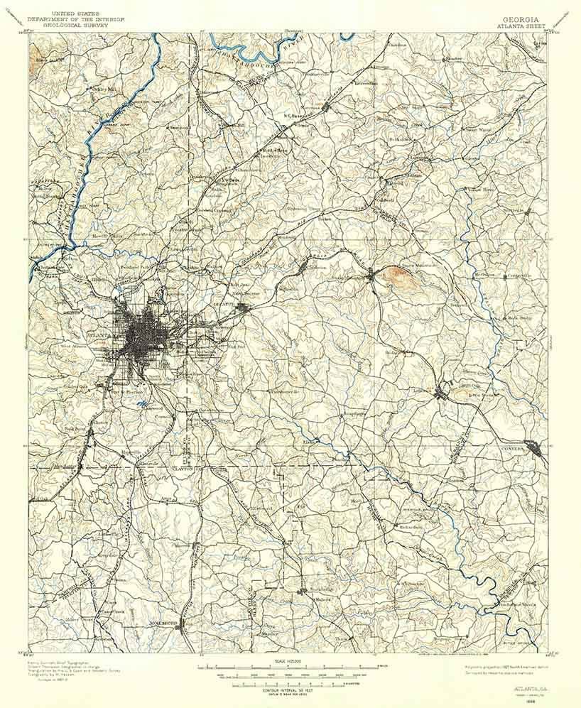 1888 Topo Map of Atlanta Georgia