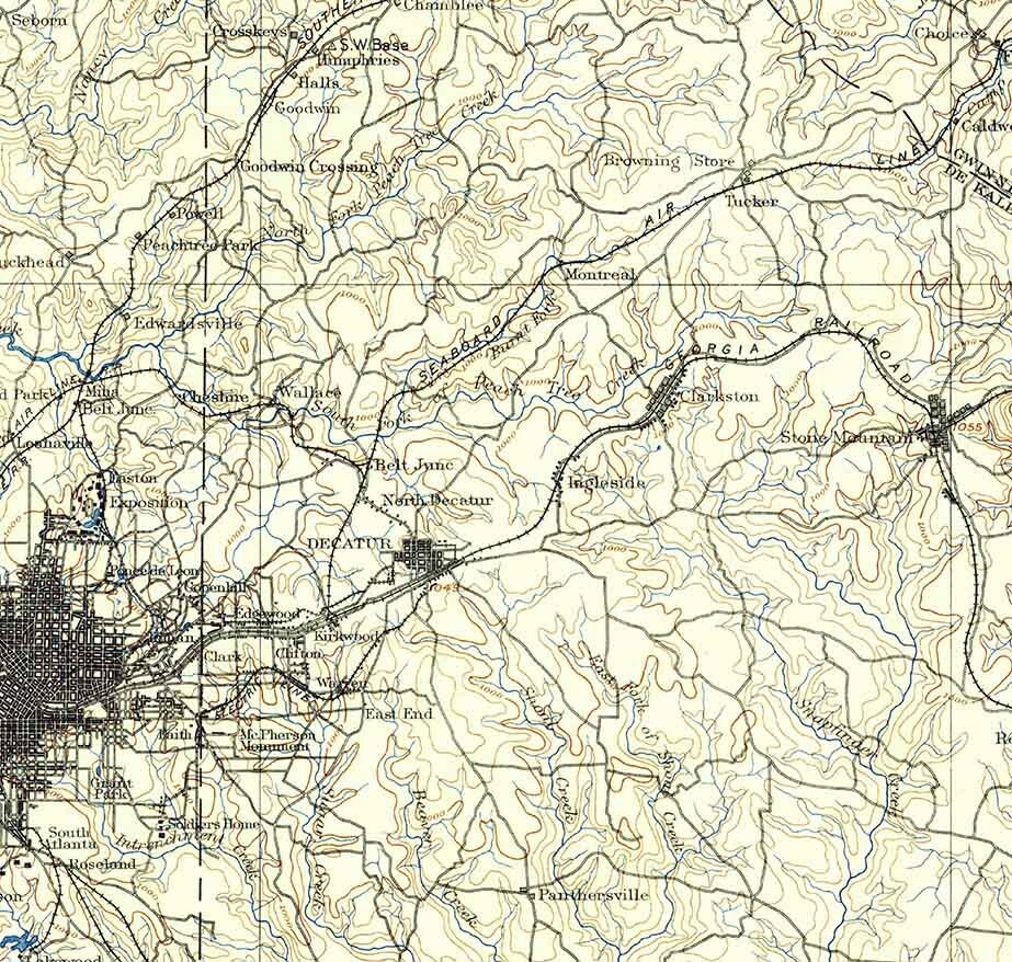 1888 Topo Map of Atlanta Georgia