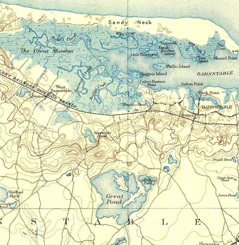 1888 Topo Map of Barnstable Maine