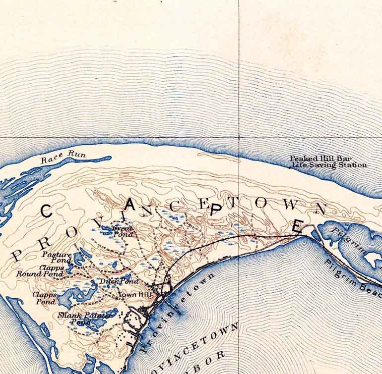 1889 Topo Map of Provincetown Maine