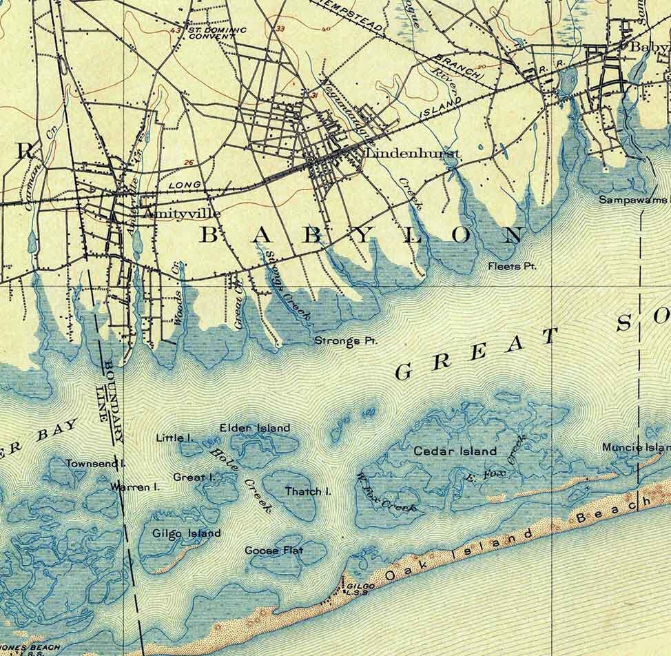 1903 Topo Map of Babylon New York