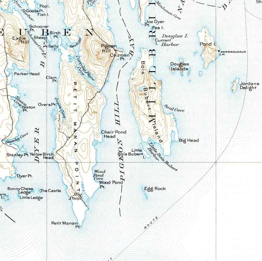 1904 Topo Map of Petit Manan Maine