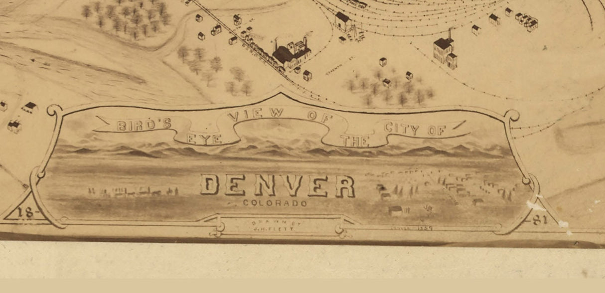 1881 Panoramic Map of Denver Colorado