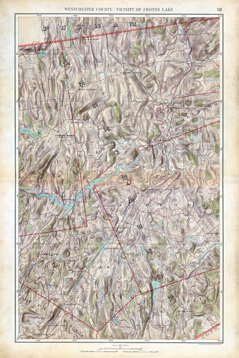 1891 Map of Westchester County and Croton Lake