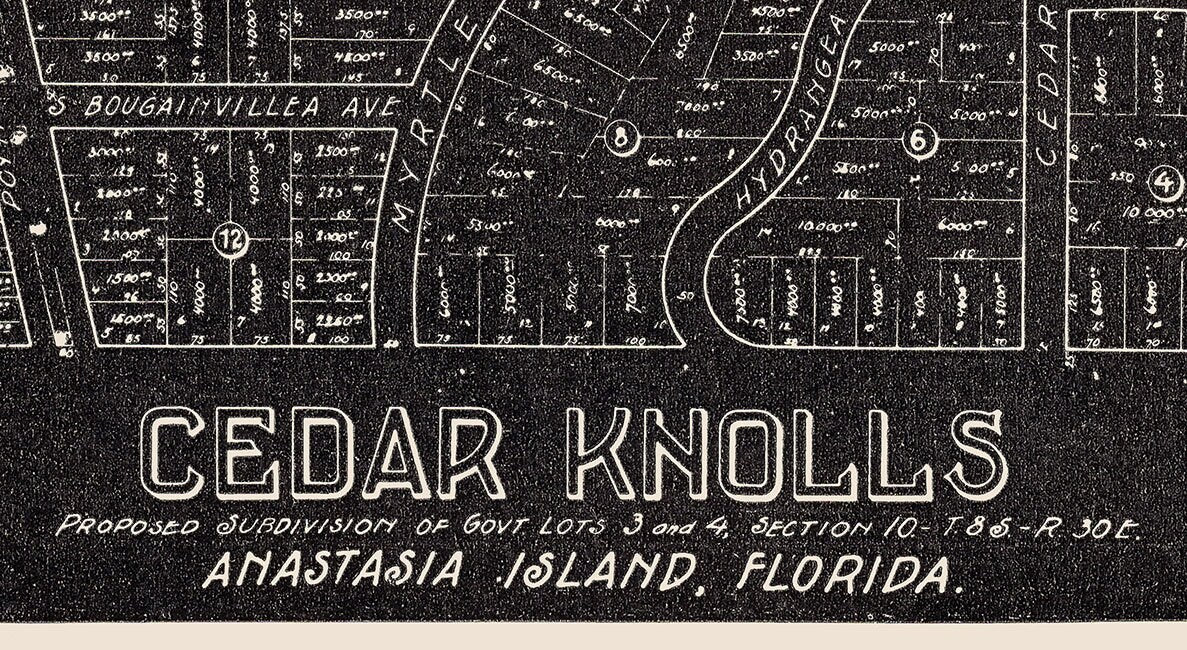 1925 Cedar Knolls Plan of Lots Anastasia Island Saint Augustine Florida