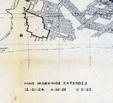 1955 Map of Warwick Mine No 1 Greene County Pa