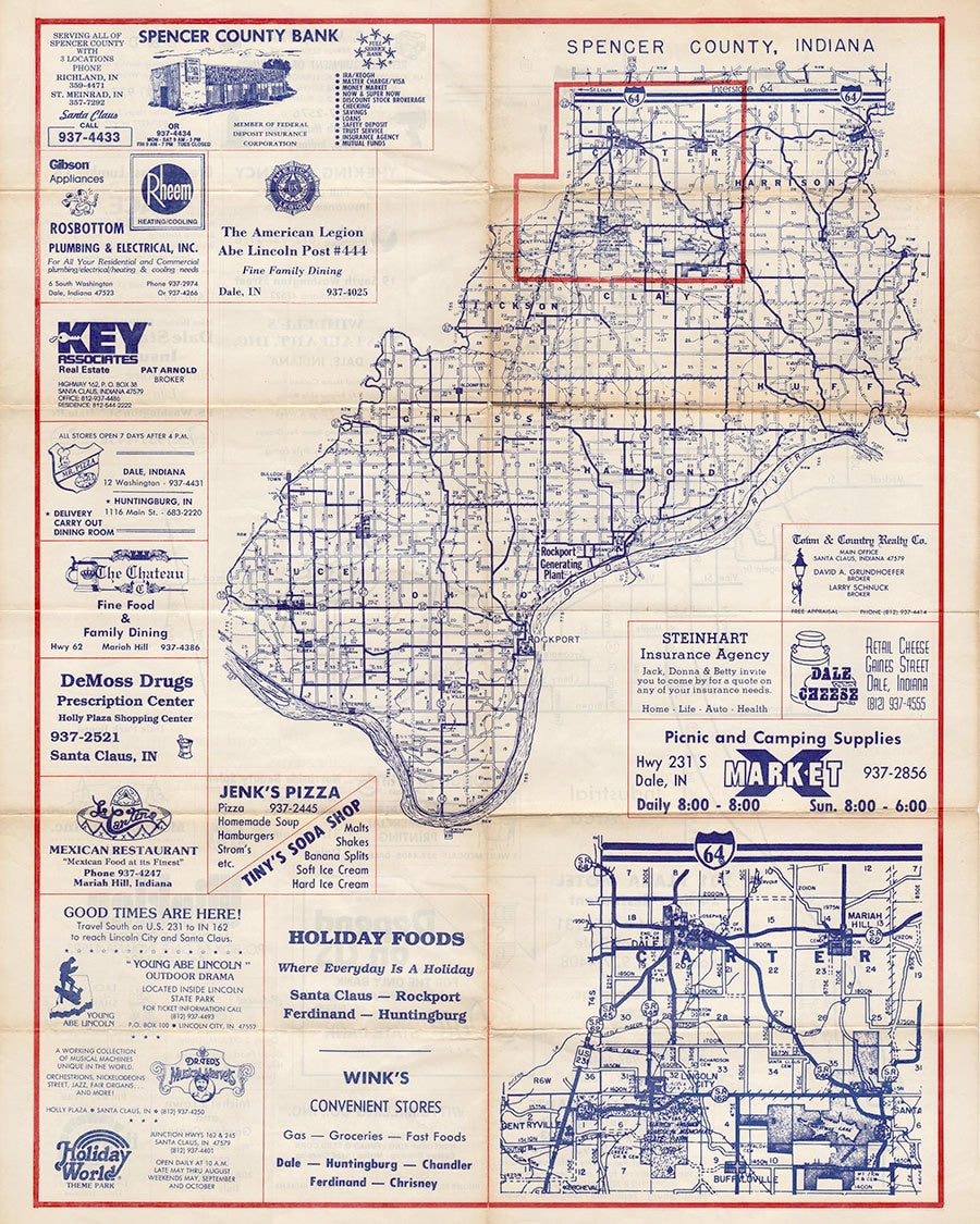 Spencer County Indiana Historic Map