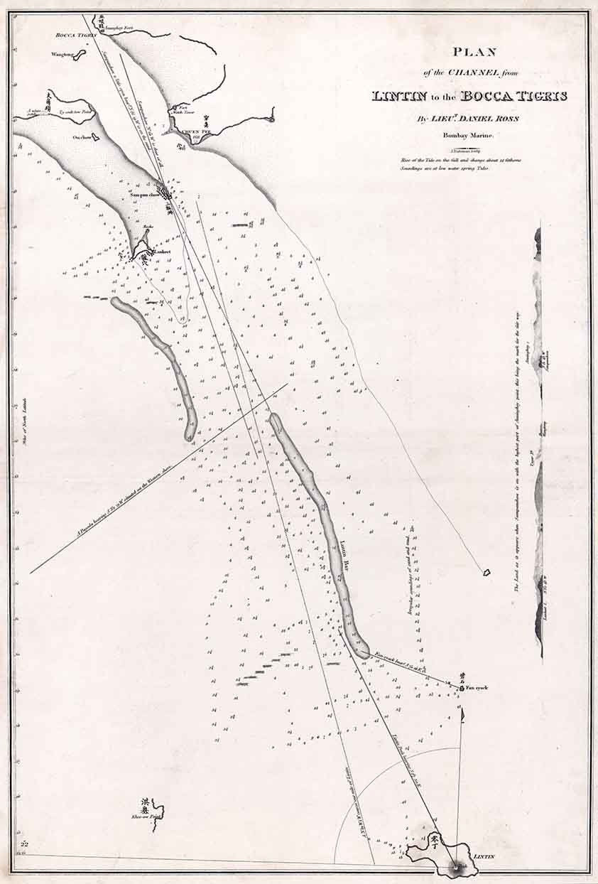 1810 Nautical Map of Lintin to Bocca Tigris China Pearl River