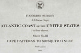 1863 Nautical Map of Cape Hatteras to Mosquito Inlet North Carolina