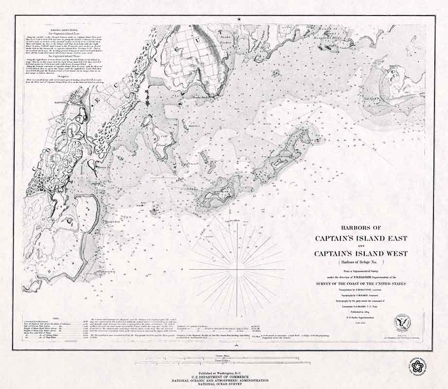 1976 Nautical Map of Captains Island East and West Connecticut