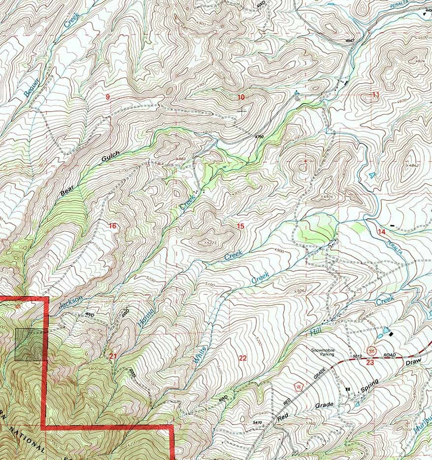 1993 Topo Map of Beaver Creek Hills Wyoming WY Bighorn Forest