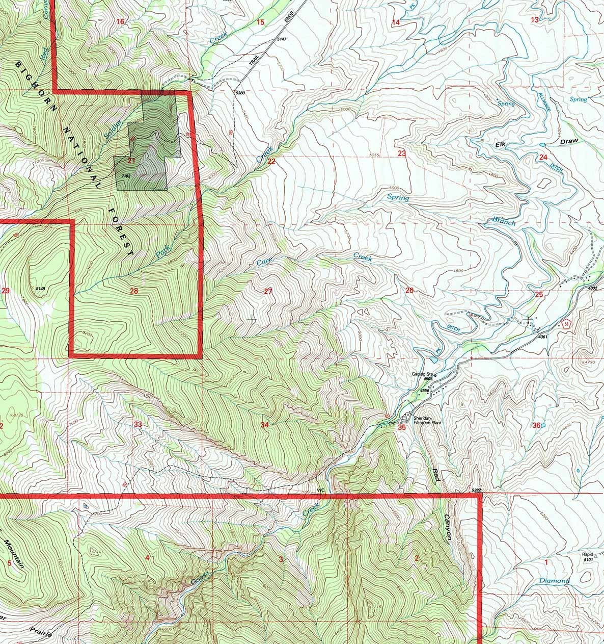 1993 Topo Map of Beckton Wyoming WY Bighorn Forest