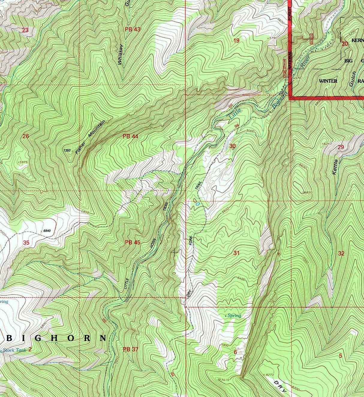 1993 Topo Map of Bull Elk Park Wyoming WY Bighorn Forest