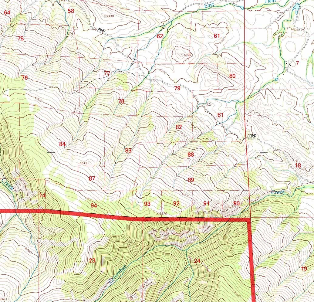 1993 Topo Map of Columbus Peak Wyoming WY