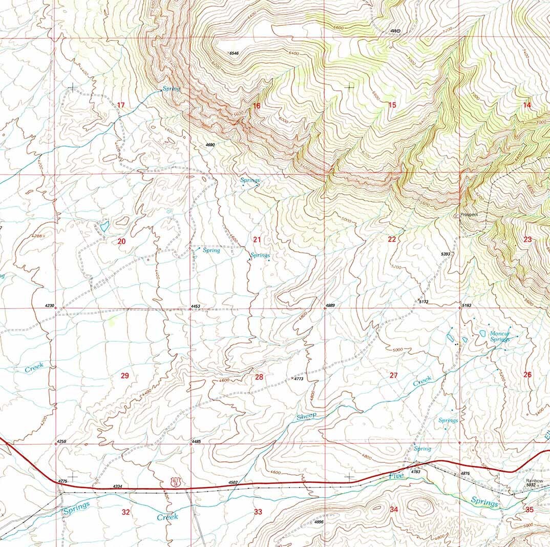 1993 Topo Map of Cottonwood Canyon Wyoming WY