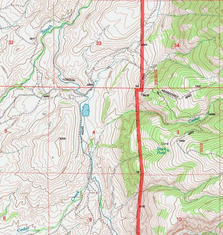 1993 Topo Map of Leavitt Reservoir Wyoming WY Bighorn Forest