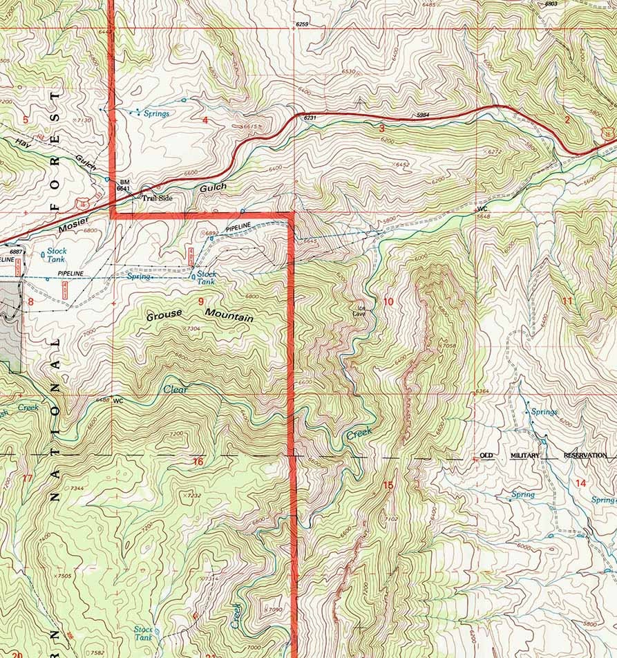 1993 Topo Map of North Ridge Wyoming WY Bighorn Forest