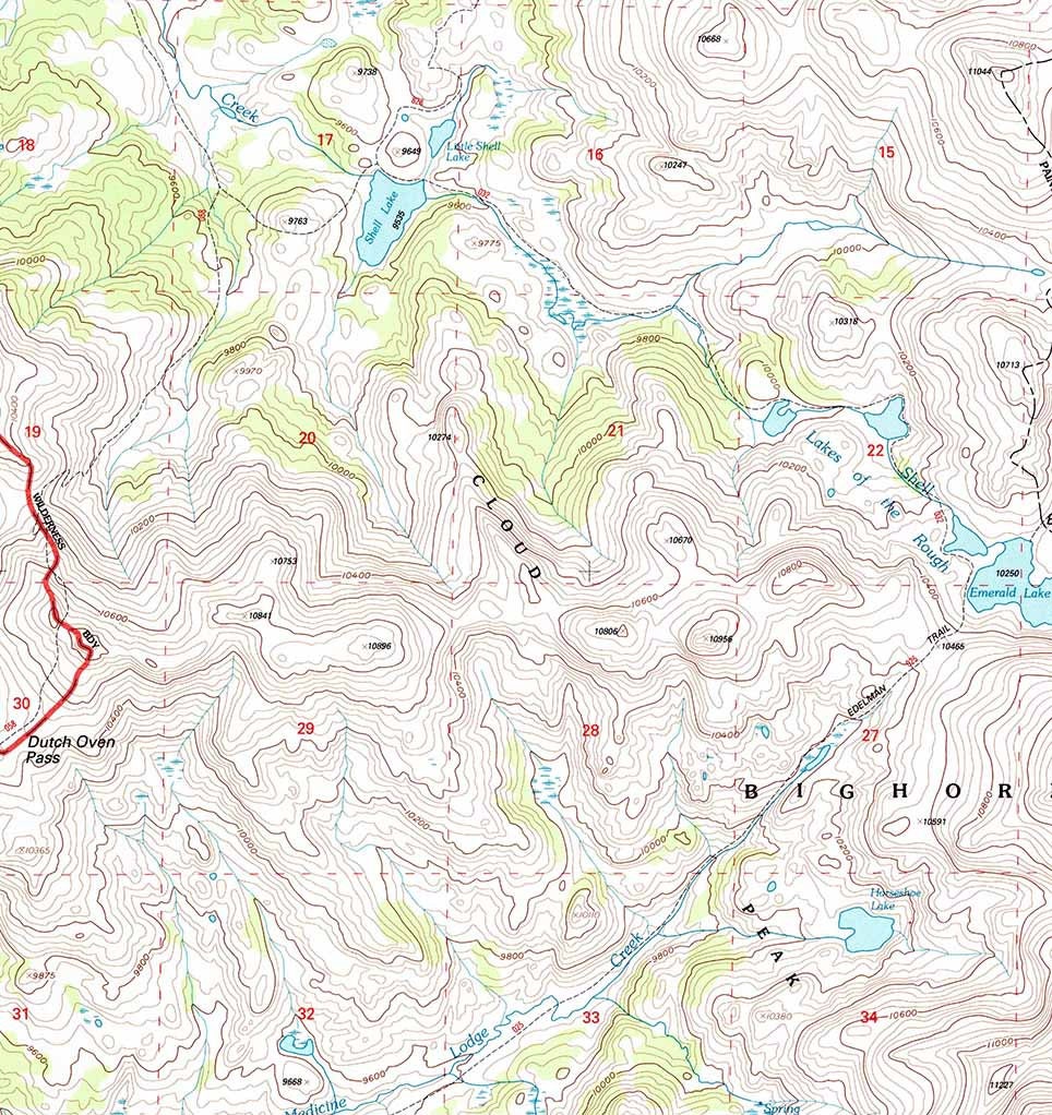 1993 Topo Map of Shell Lake Wyoming WY Bighorn Forest