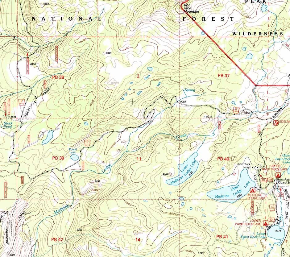 1993 Topo Map of Spanish Point Wyoming WY Bighorn Forest