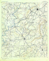 1890 Topo Map of Talladega Alabama Blue Ridge