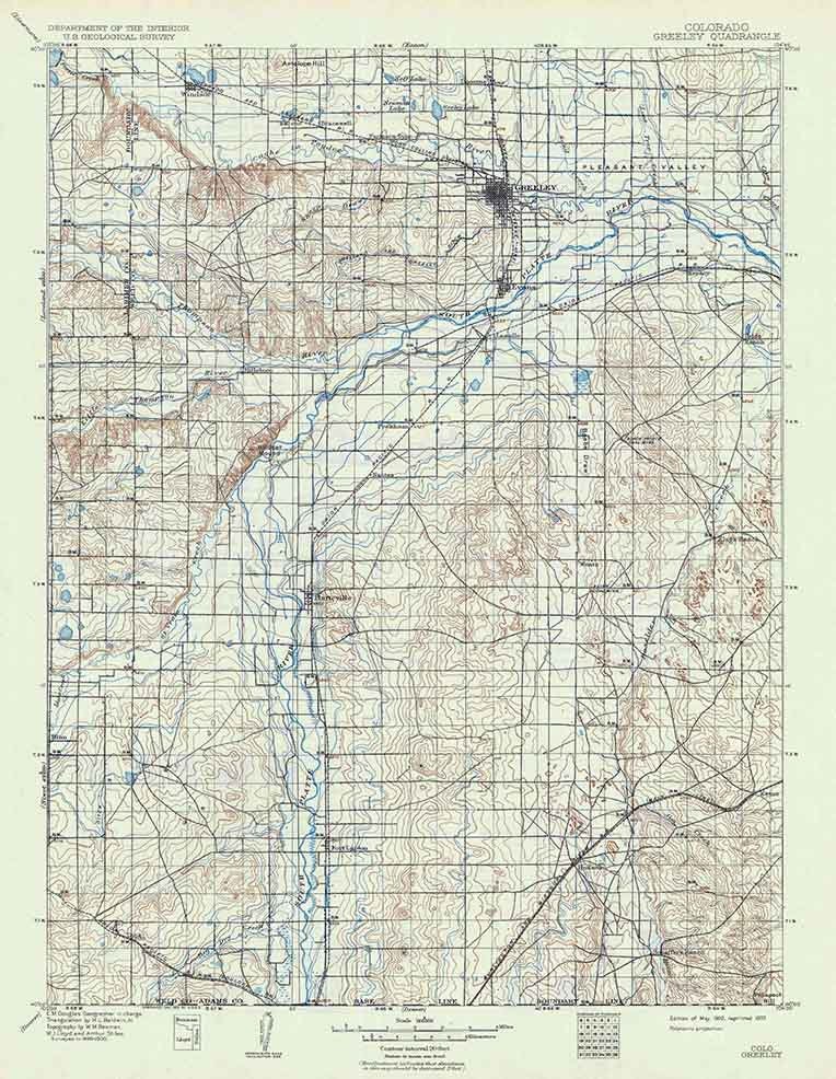 1902 Topo Map of Greeley Colorado