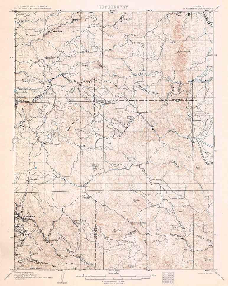 1906 Topo Map of Blackhawk Colorado