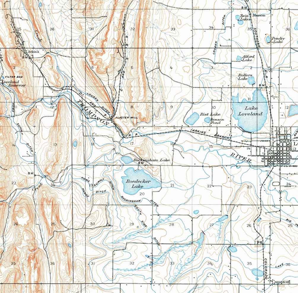 1906 Topo Map of Loveland Colorado Roosevelt National Forest