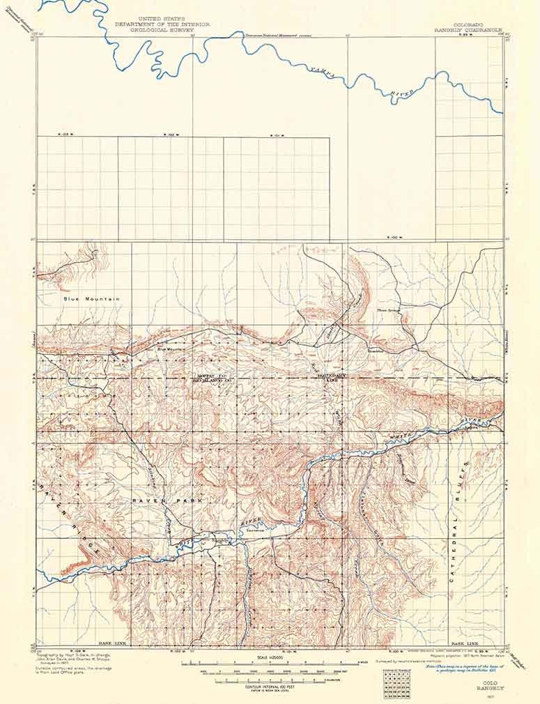 1907 Topo Map of Rangely Colorado