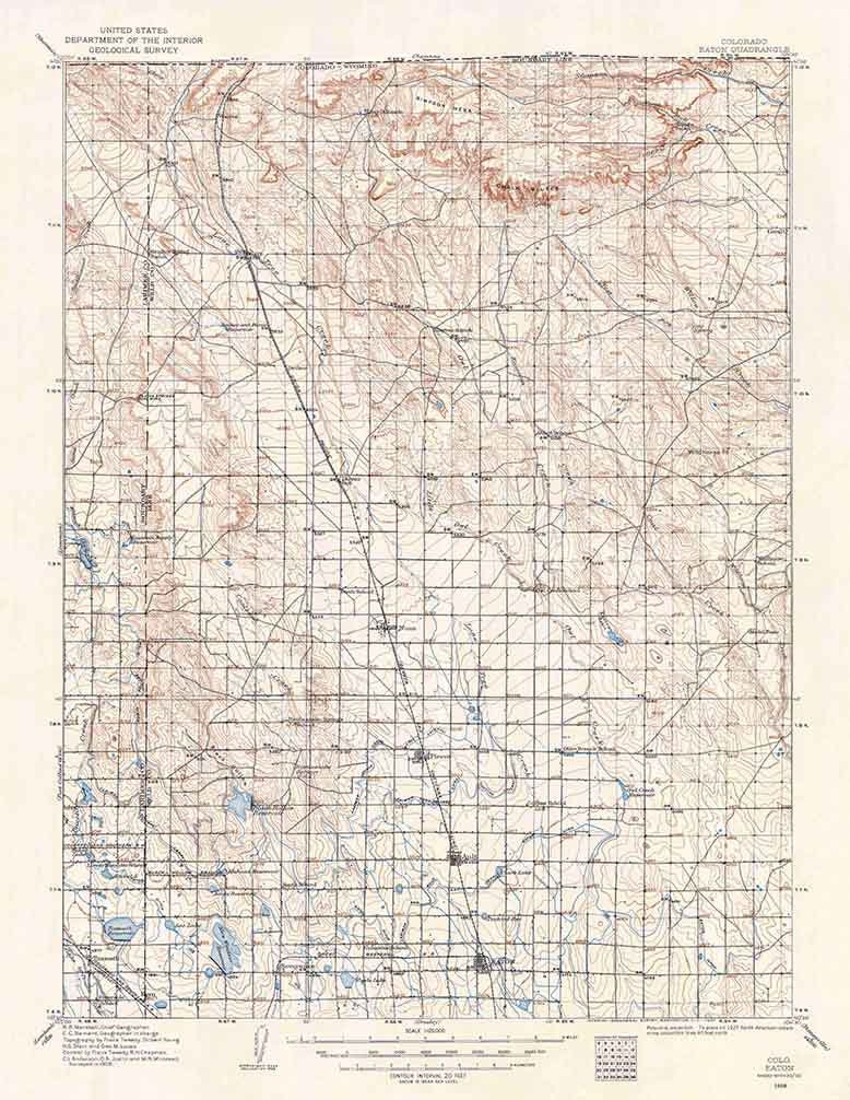 1908 Topo Map of Eaton Colorado